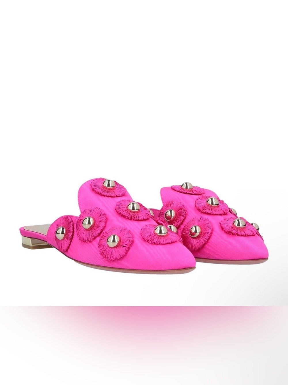 Aquazzura Sunflower Flat Moire Fabric Pink size 34